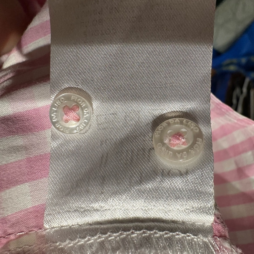 Ladies 12 Fior da Liso Pink Button Down Dress Shirt - Picture 9 of 9